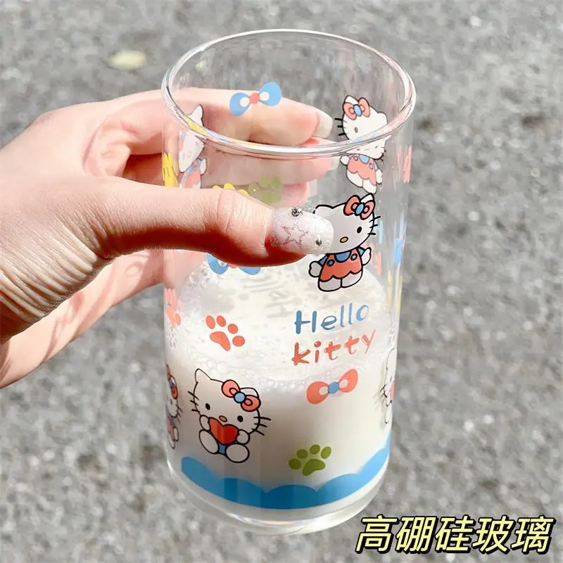 Kawaii sanrio hello kitty аниме мультяшная стеклянная чашка для дома - Фотография_4