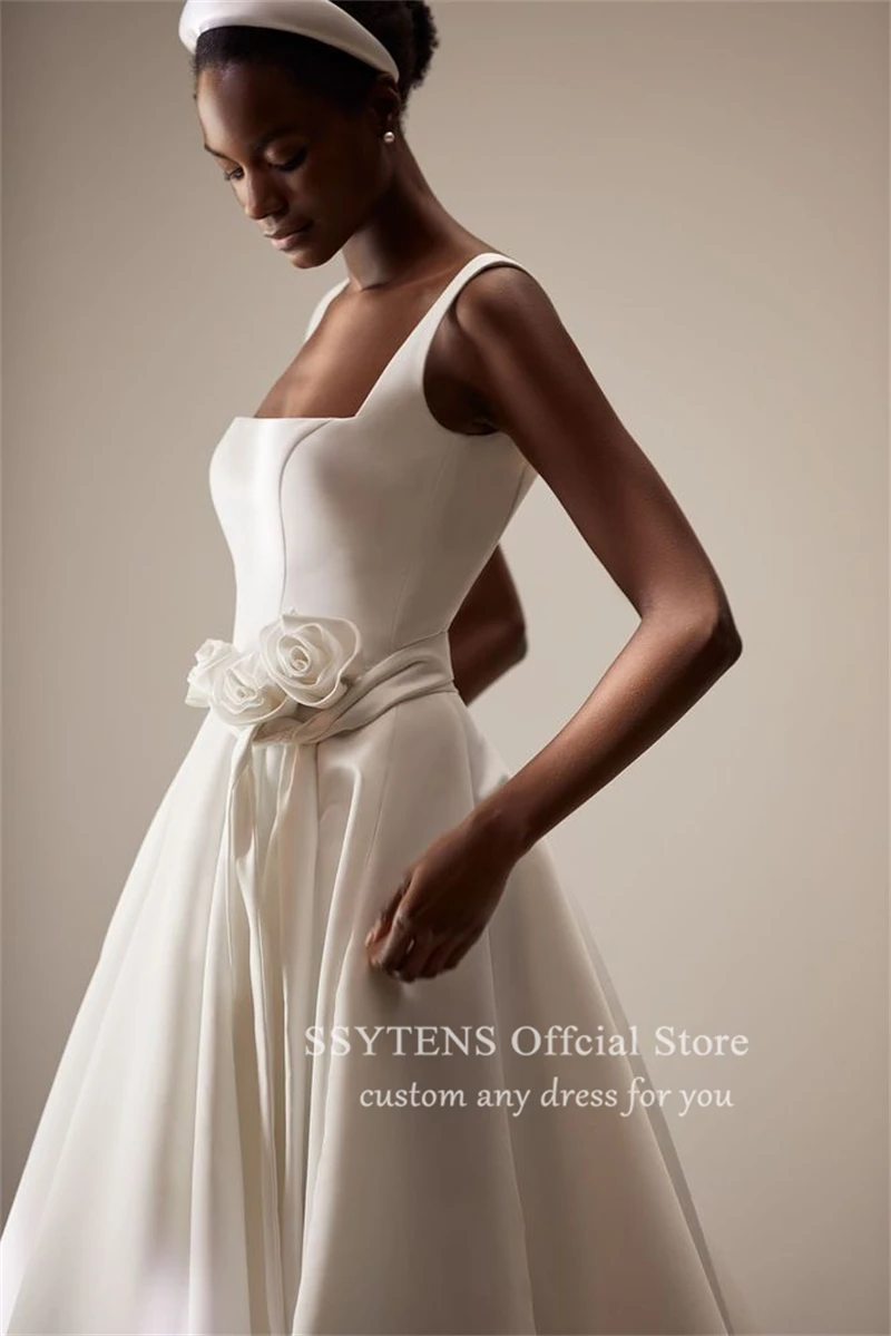 Элегантные атласные белые свадебные - Фотография_3