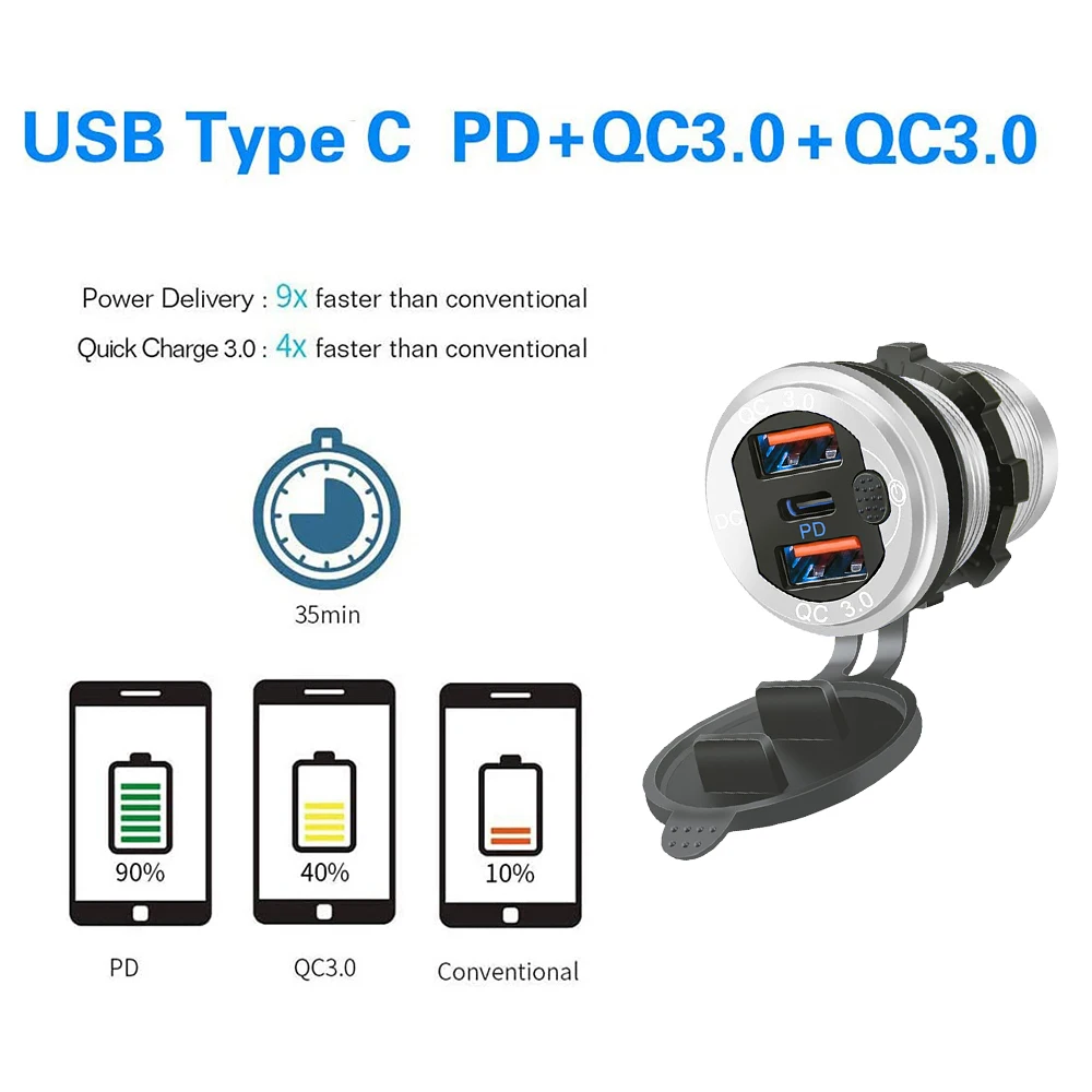 В usb type-c несколько автомобильных зарядных устройств порты pd3 - Фотография_2
