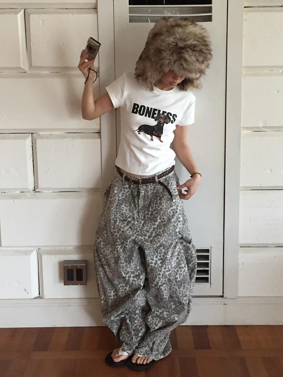 Reddachic женские джинсы с леопардовым принтом бойфренда y2k - Фотография_2