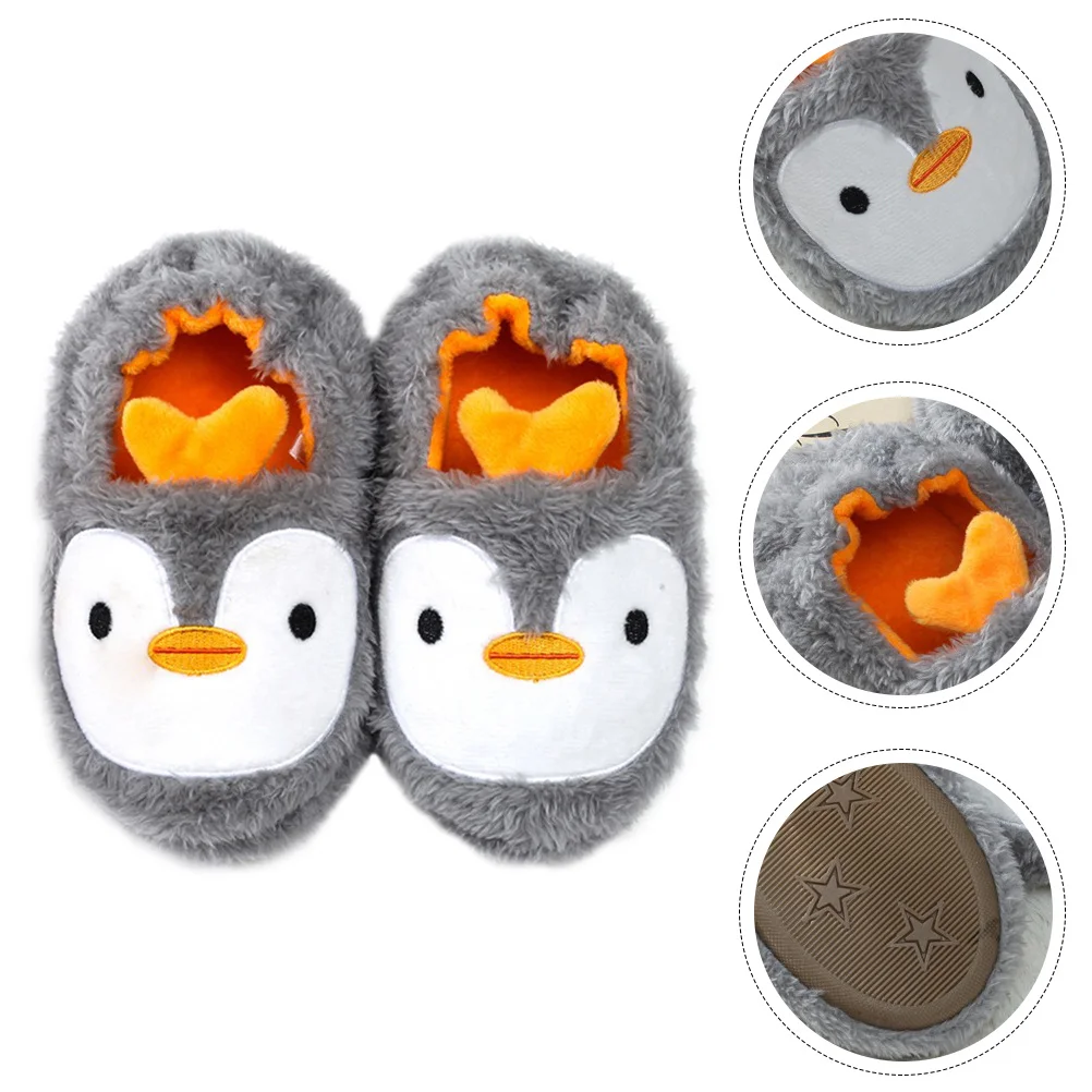 1 пара детских теплых хлопковых тапочек с рисунком пингвина - Фотография_4