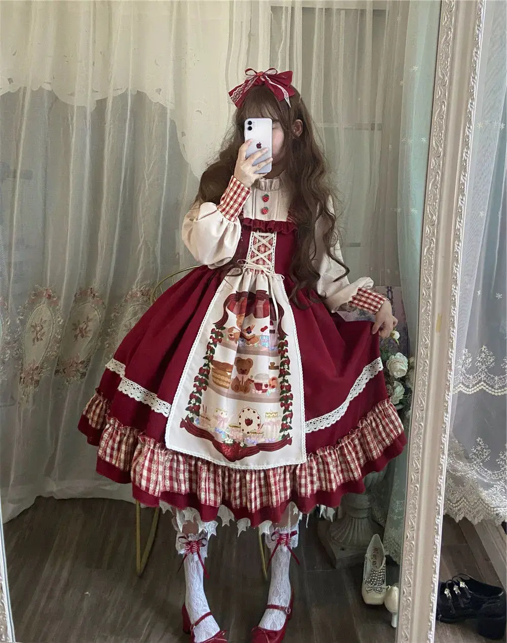 Красная шапочка юбка лолита полный - Фотография_6