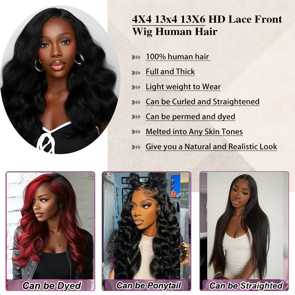4x4 13x4 13x6 body wave hd transparent - Фотография_2