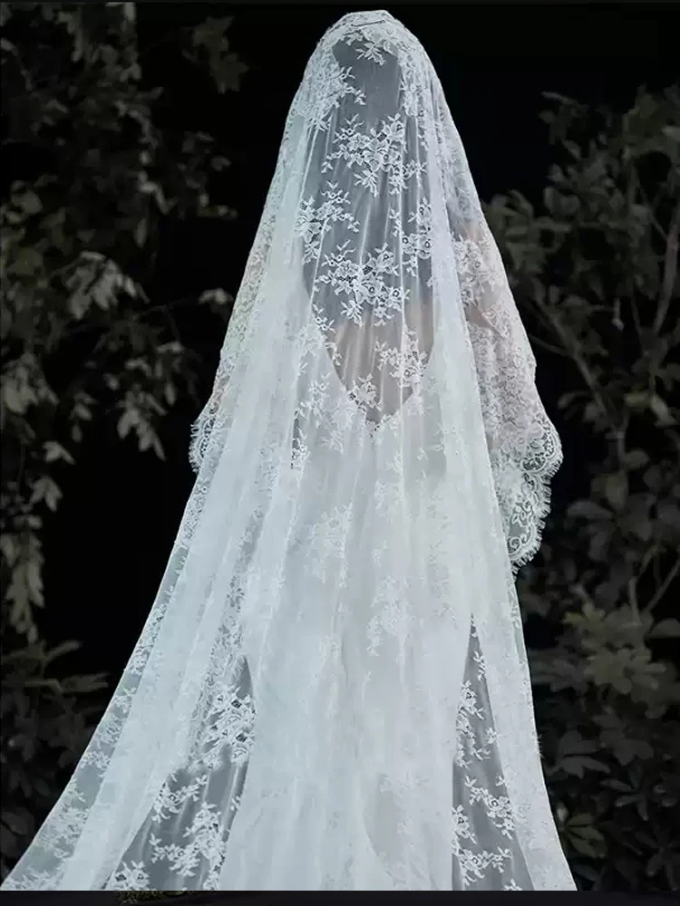 Однослойная кружевная свадебная фата 1t - Фотография_2