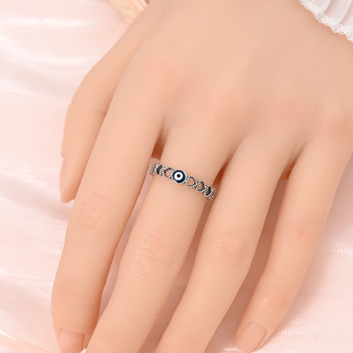 Кольцо-амулет nazar из стерлингового серебра 925 пробы для женщин - Фотография_2
