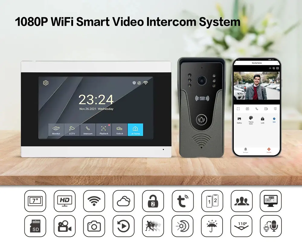 1080p 7-дюймовый wi-fi видеодомофон - Фотография_2