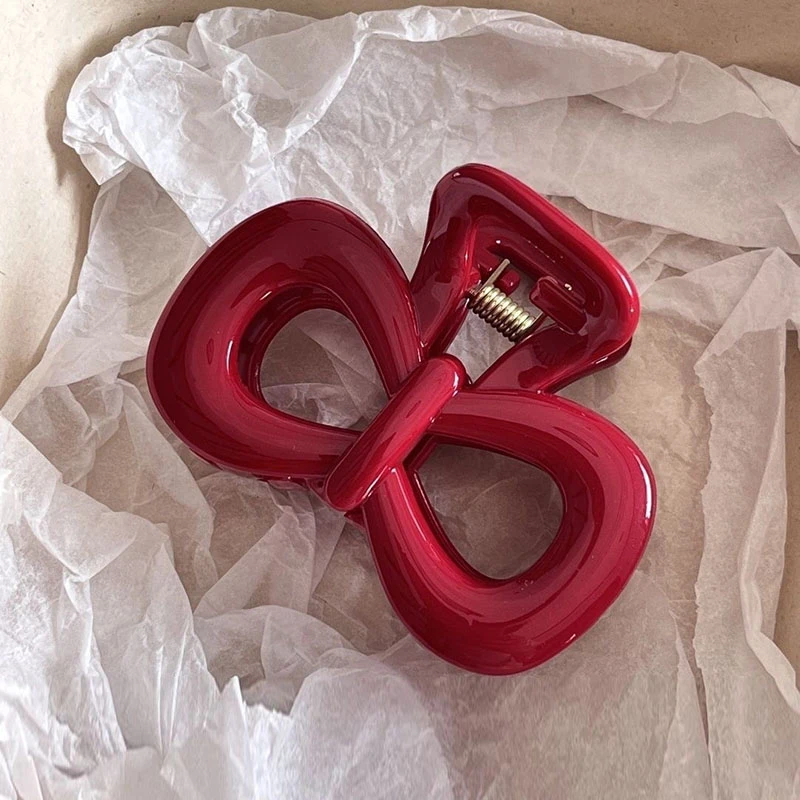 Винтажная заколка для волос с синим горошком и красным бантом - Фотография_5