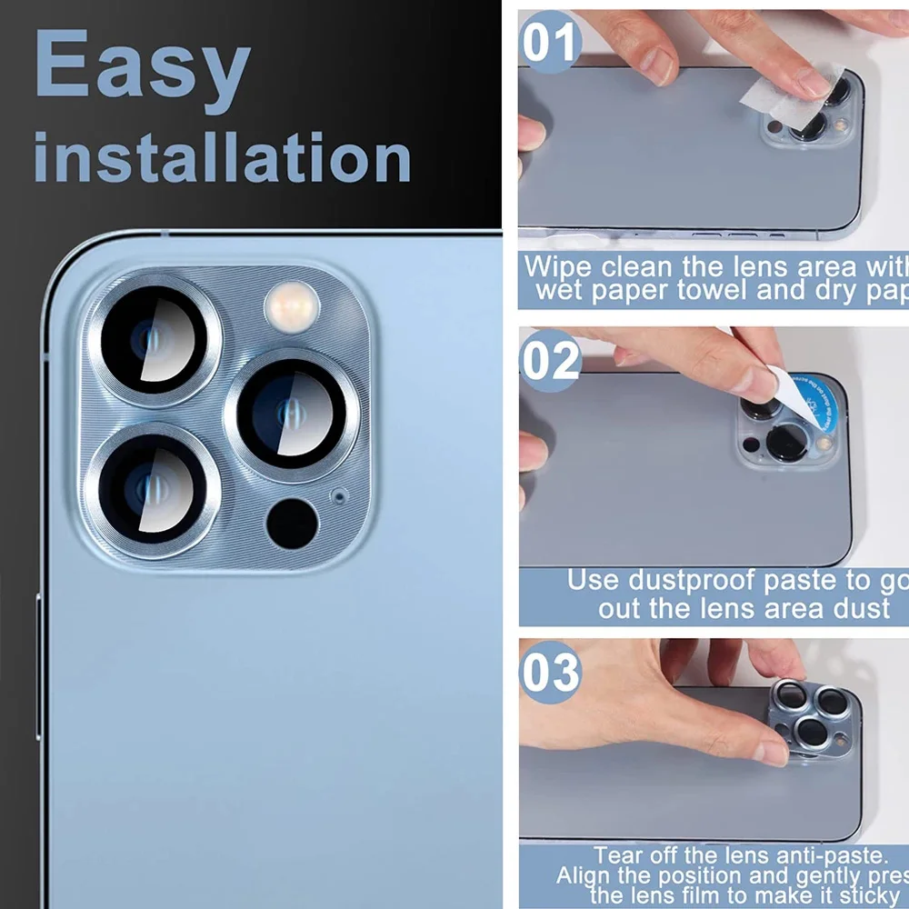 Полное защитное стекло для объектива камеры для iphone 14 pro max 13 pro - Фотография_6