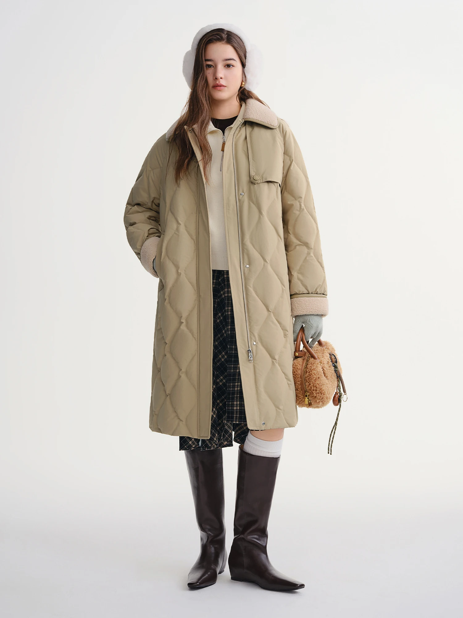 Dushu новый женский винтажный пуховик с цветными блоками 2025 - Фотография_3