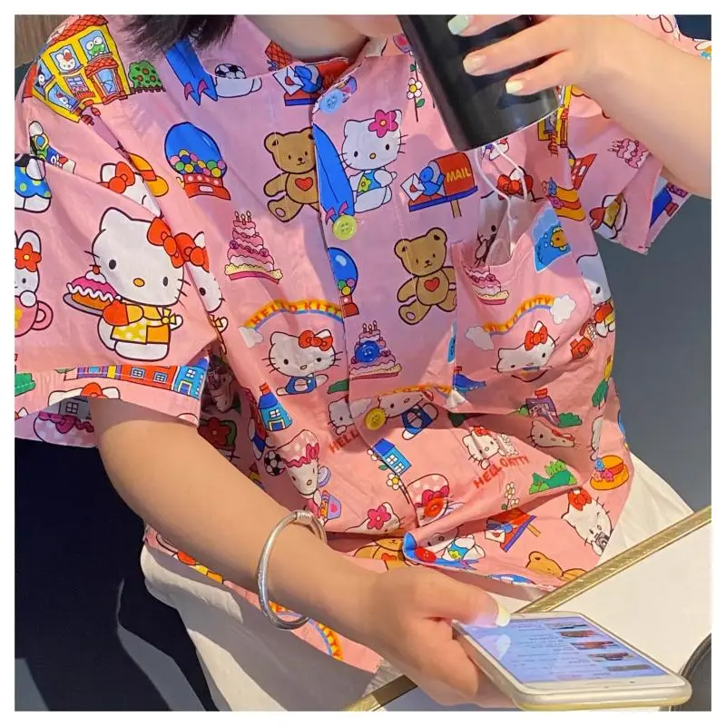 Sanrio милая рубашка hello kittys - Фотография_6
