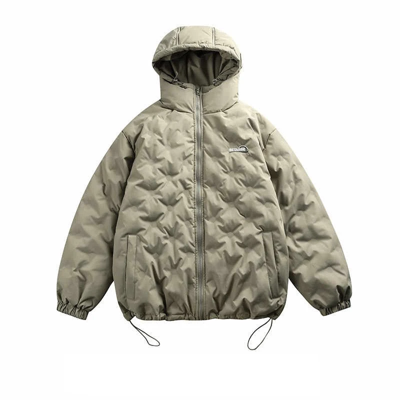 Зимний американский белый пуховик с капюшоном