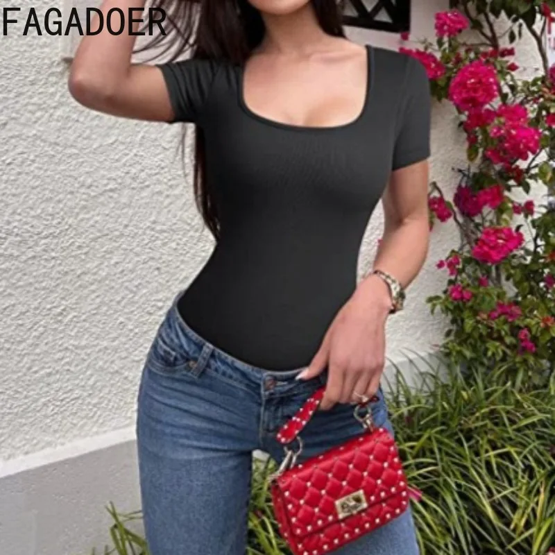 Fagadoer модный облегающий комбинезон в рубчик - Фотография_3