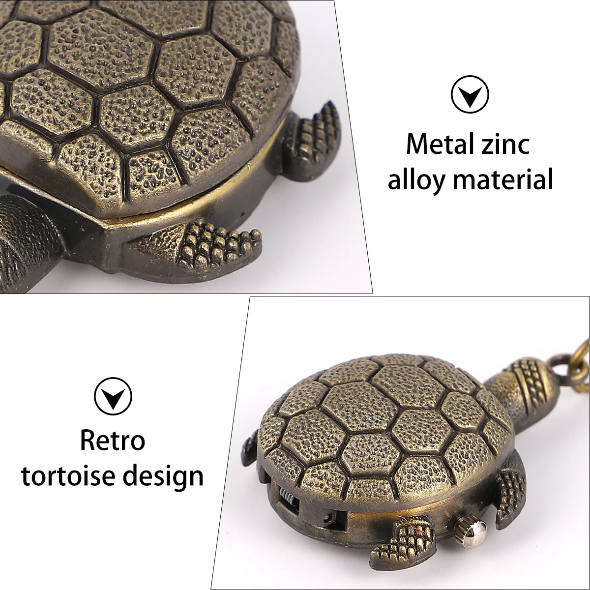 Винтажный карманный легкий кулон-цепочка в виде черепахи - Фотография_3