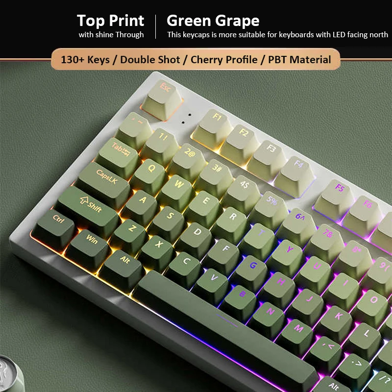 Колпачки клавиш green grape с верхней подсветкой и rgb-подсветкой - Фотография_3