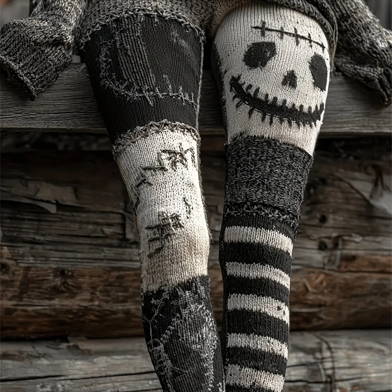 Женские леггинсы со скелетом на хэллоуин