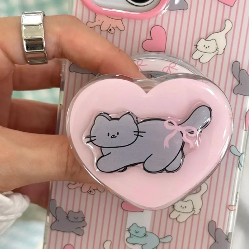 Мультяшный кот love heart серый - Фотография_3