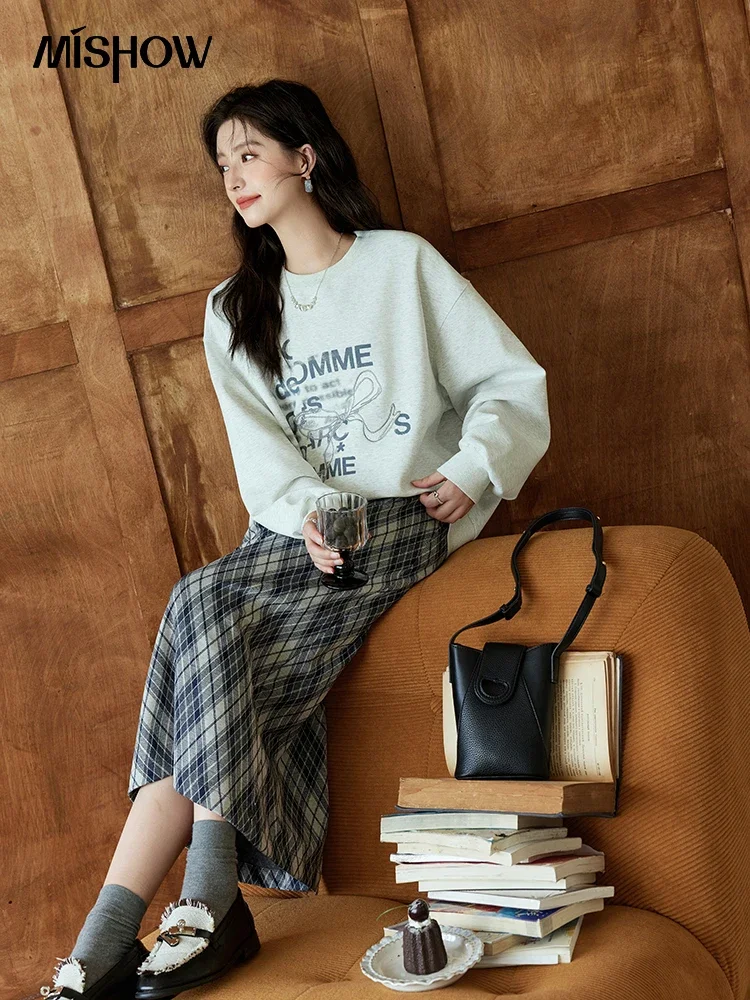 Женская толстовка mishow в стиле ретро с круглым вырезом и бантом - Фотография_5