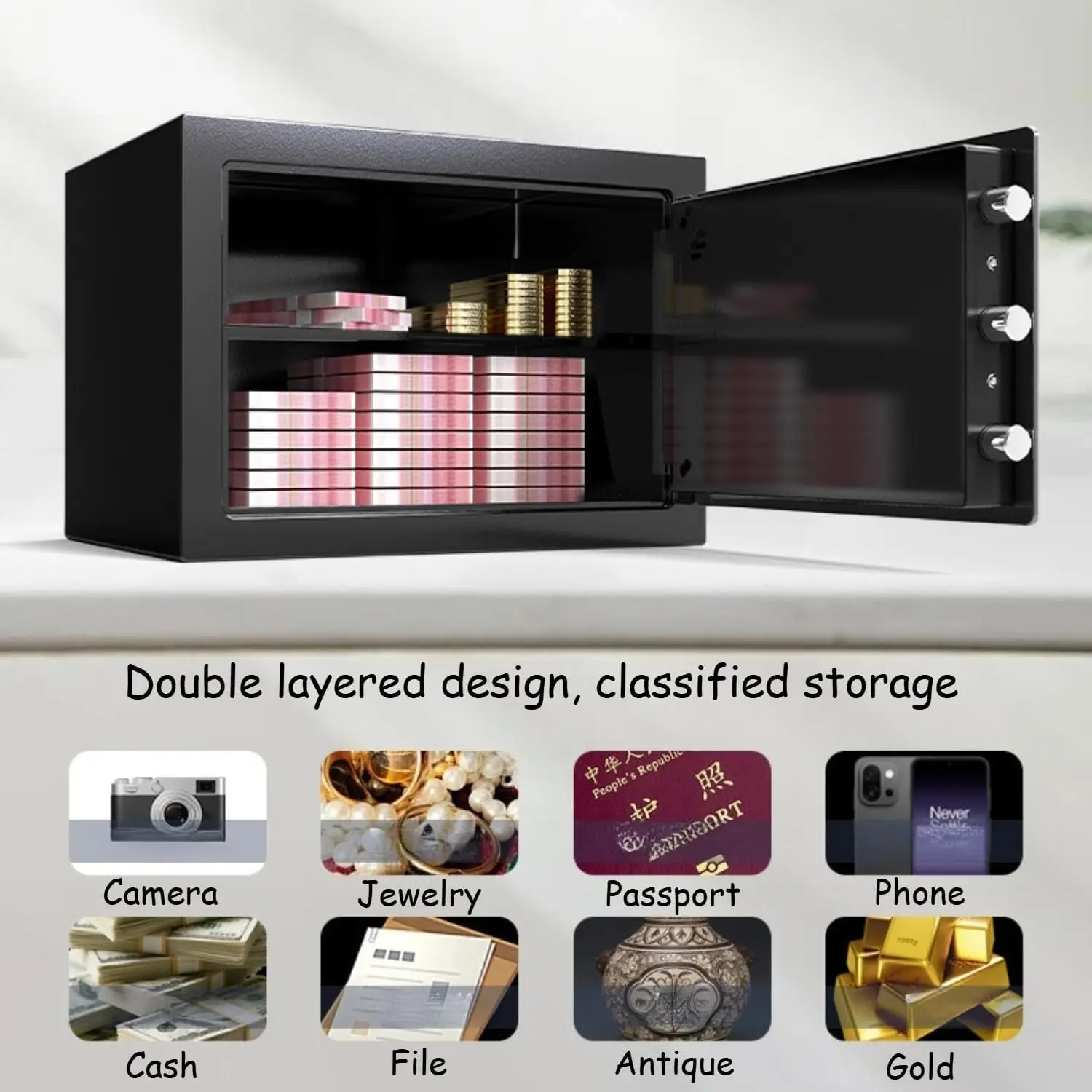 Биометрический мини-сейф для дома с замком по отпечатку пальца - Фотография_6