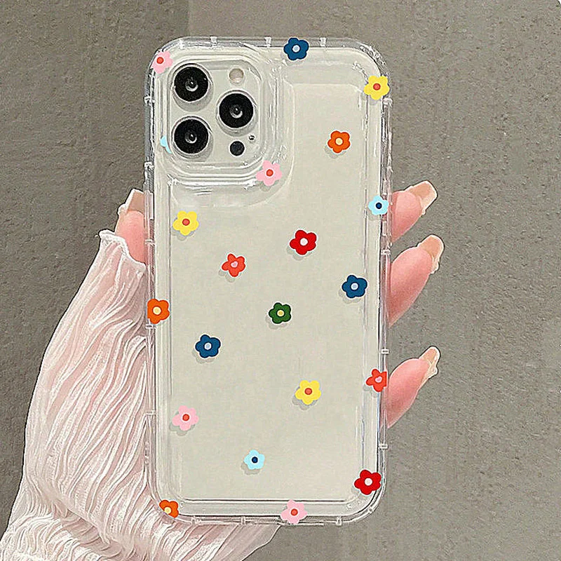 Мягкий чехол colorful love с маленьким цветком для iphone 16 - Фотография_3