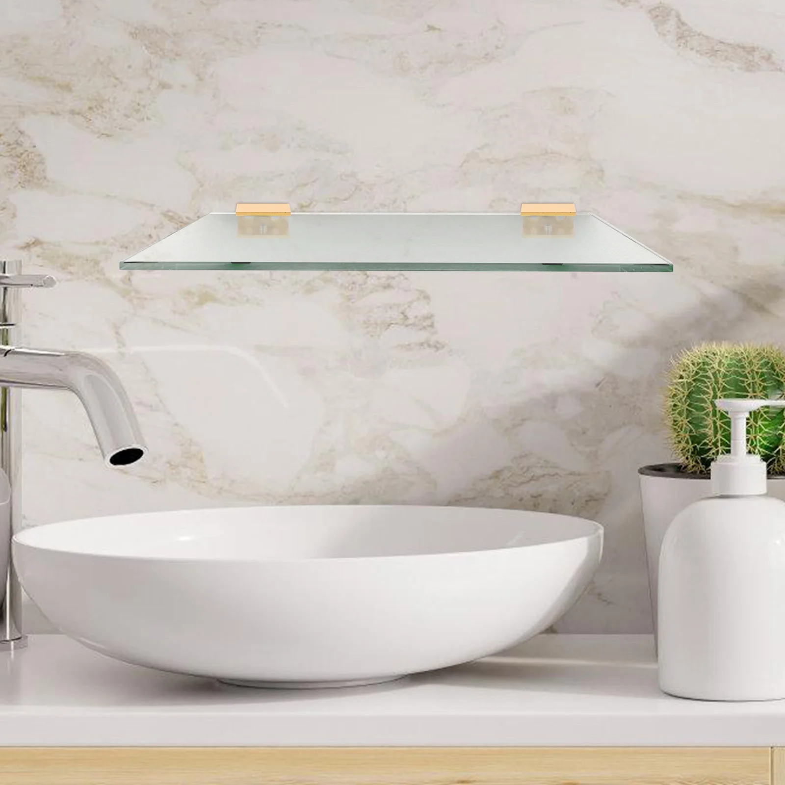 Квадратный безрамный стеклянный кронштейн для полки