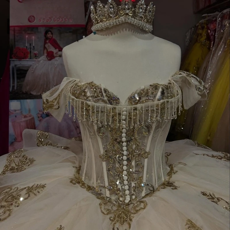 Платье quinceanera цвета шампанского - Фотография_3