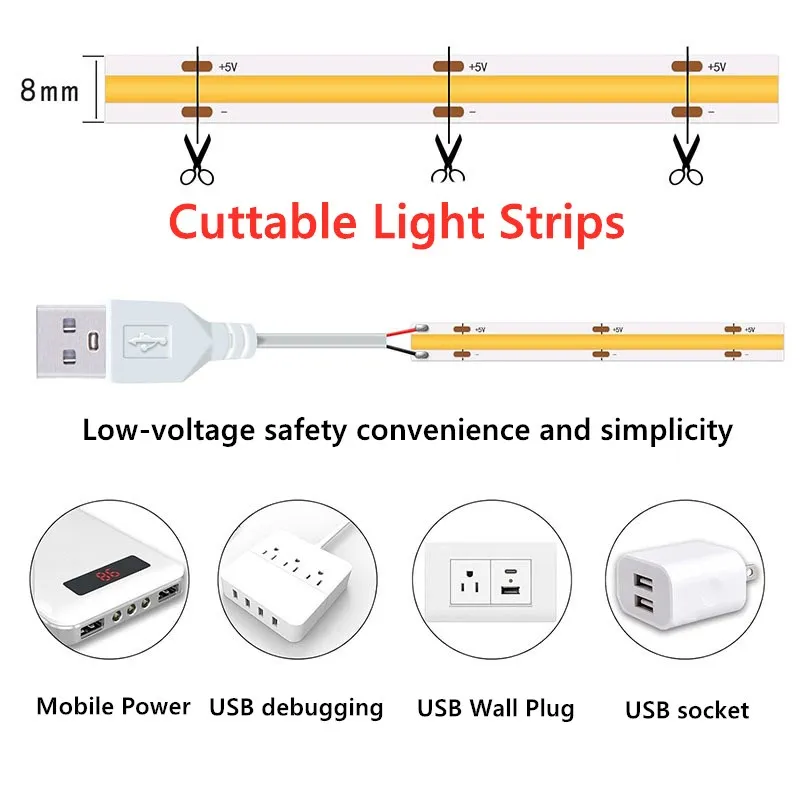 5 в usb cob светодиодная лента - Фотография_5