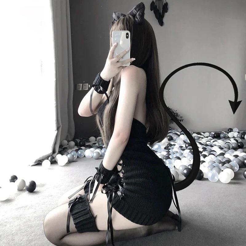 Сексуальные вязаные свитера с открытой грудью и водолазкой - Фотография_3