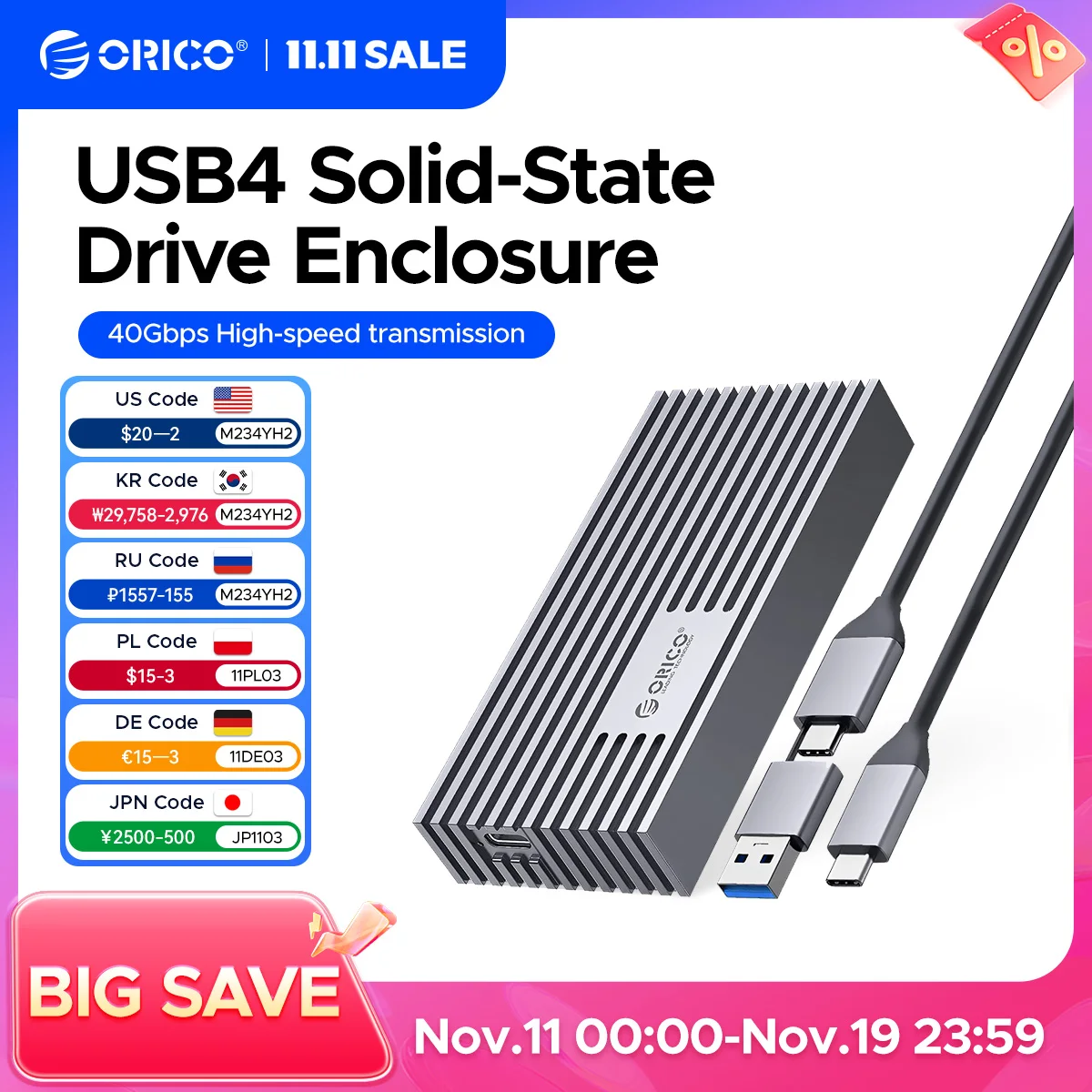 Твердотельные накопители orico usb4 nvme m