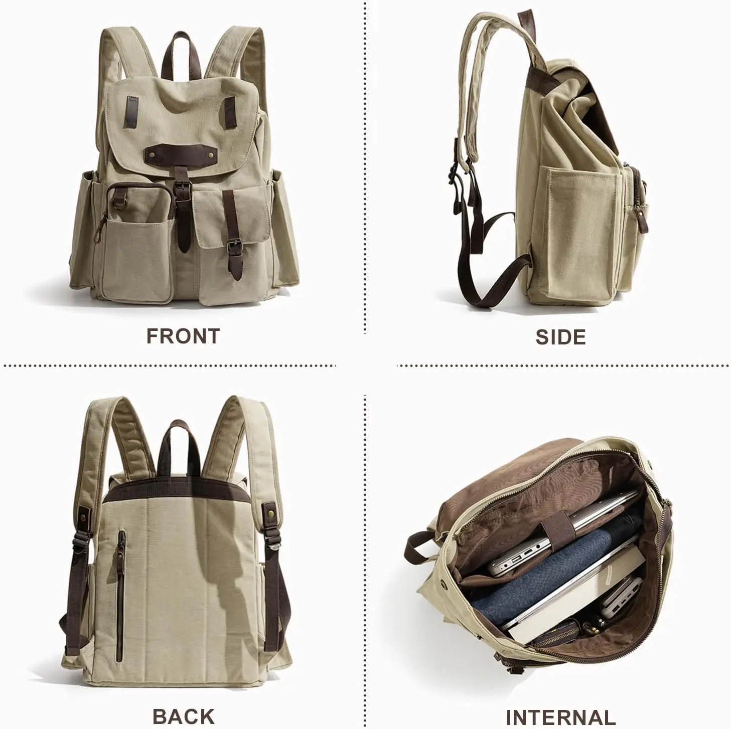 Винтажный холщовый рюкзак для мужчин и женщин - Фотография_6