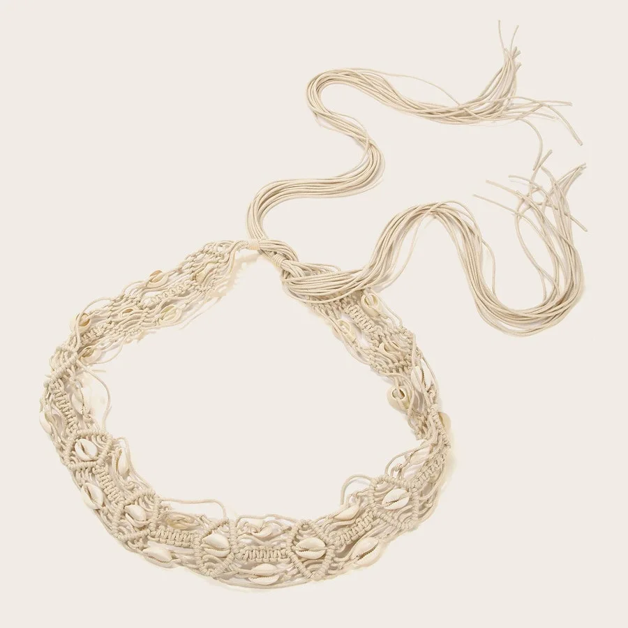 Новый плетеный пояс из хлопковой веревки в богемном стиле с узлом - Фотография_5