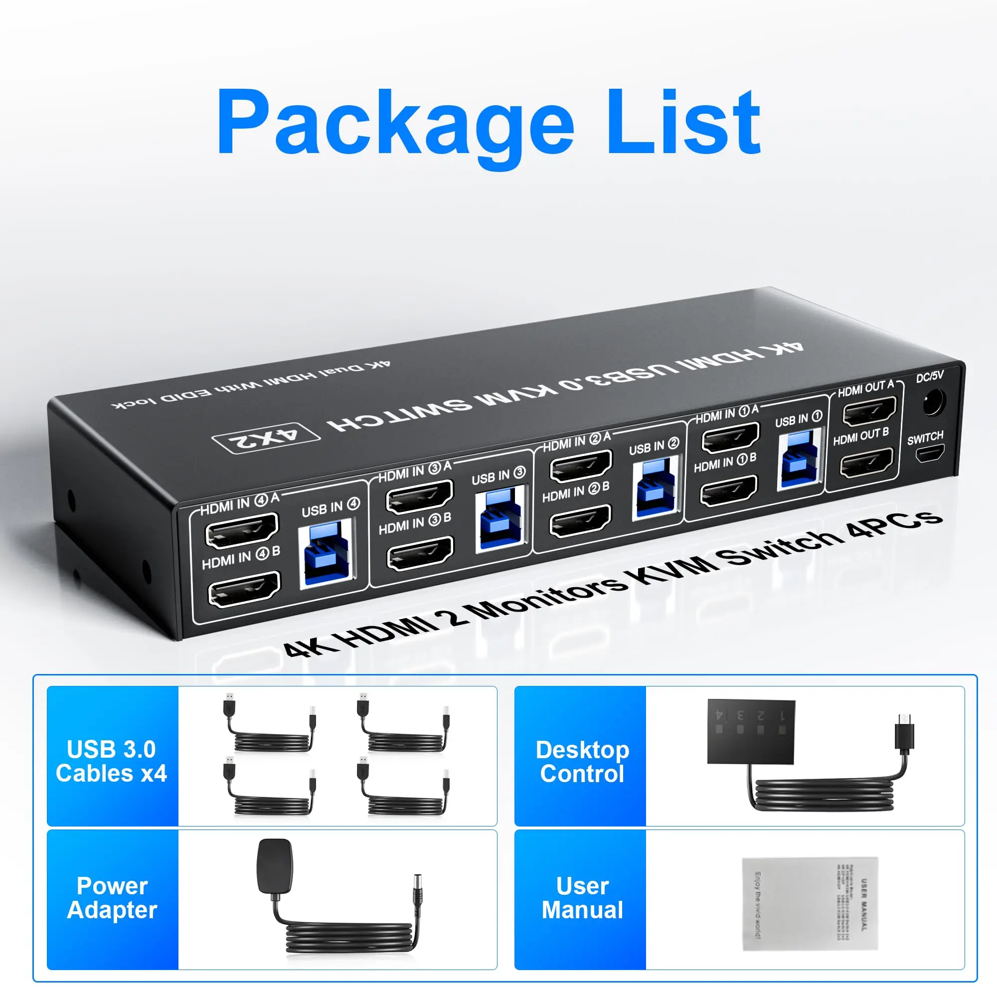 4k при 60 гц displayport + kvm-переключатель hdmi 4 компьютера 2 монитора - Фотография_6