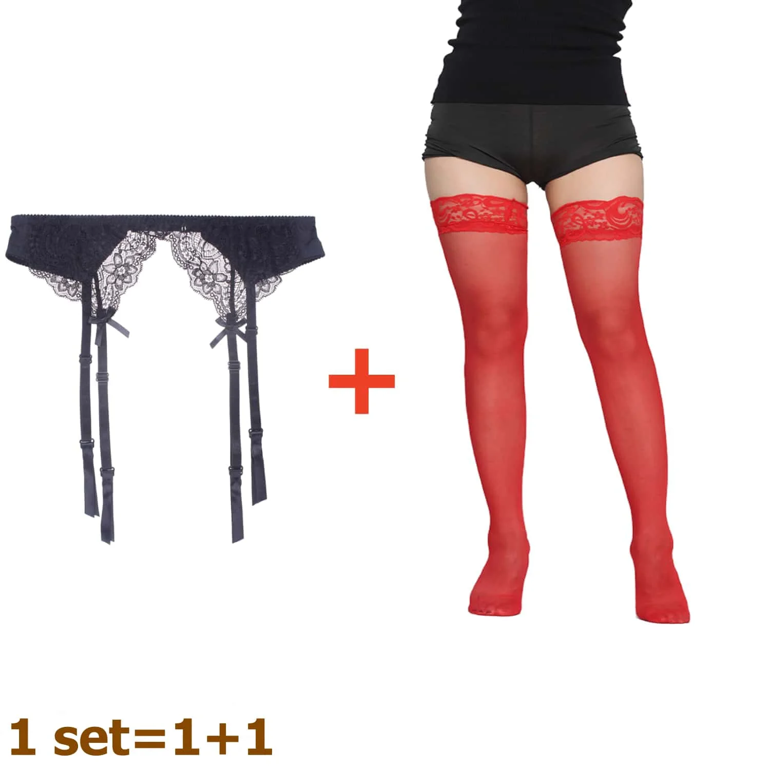 1 комплект, женские чулки с кружевными подтяжками - Фотография_4
