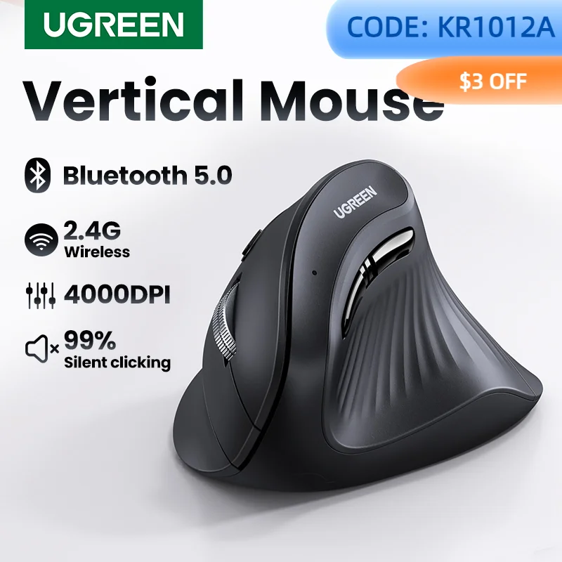 Ugreen вертикальная мышь беспроводная bluetooth5.0 2