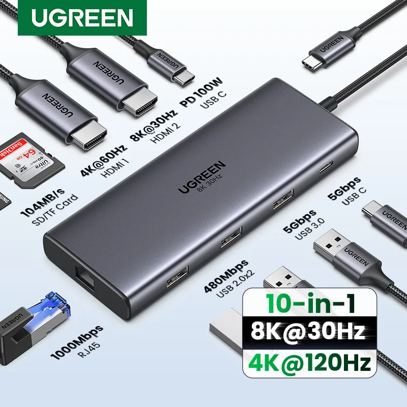 Ugreen dual hdmi usb-c hub 8k 4k