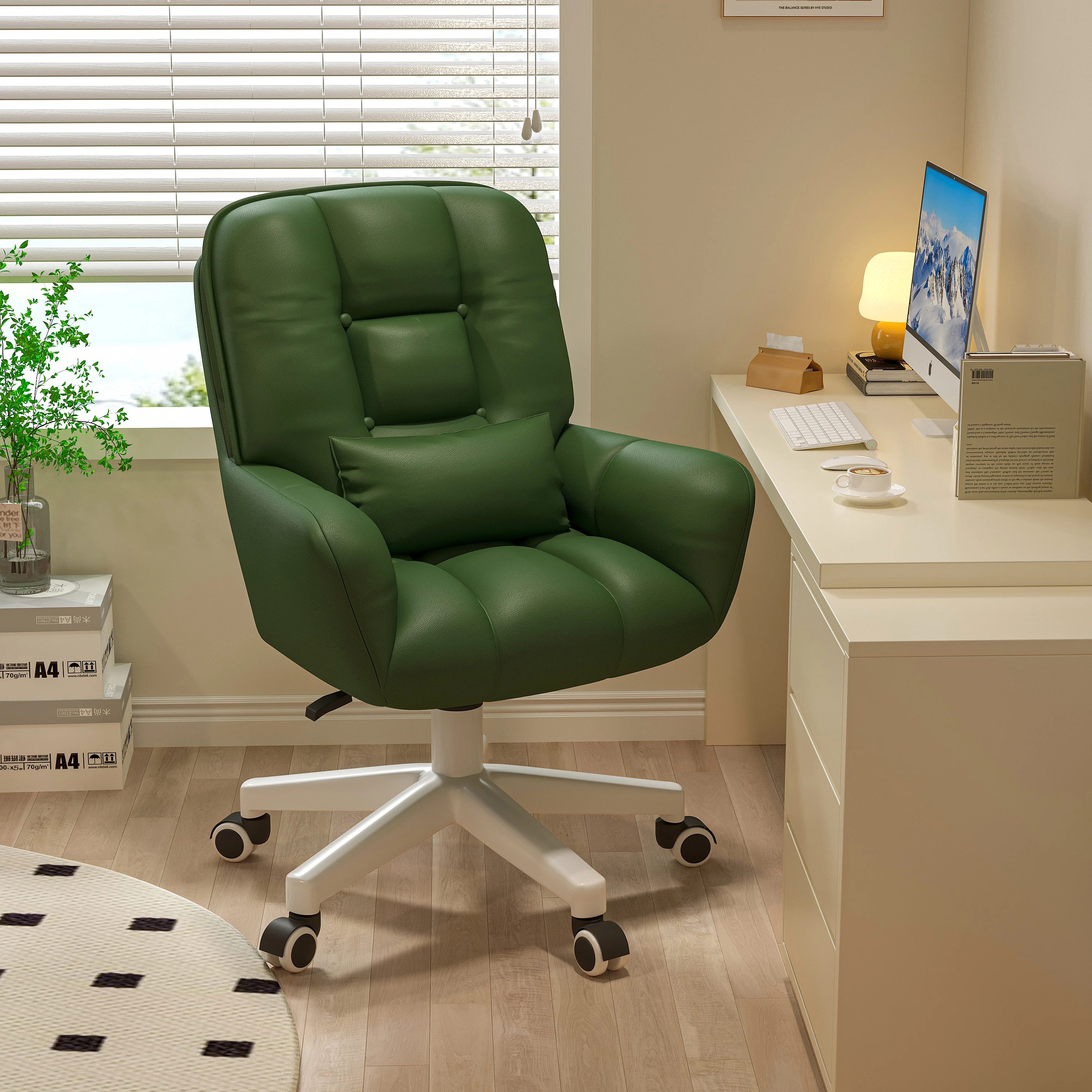 Розовый компьютерный офисный стул - Фотография_3