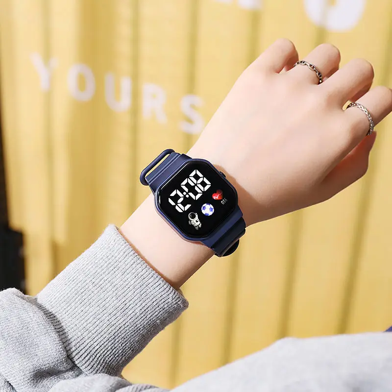 Детские часы, спортивные светодиодные цифровые часы с браслетом - Фотография_5