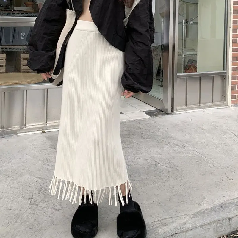 Юбка-миди трикотажная трапециевидная с высокой талией - Фотография_3