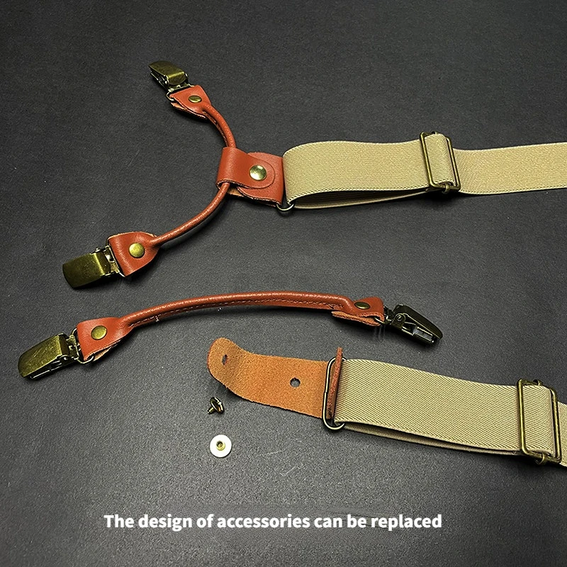 Широкие мужские подтяжки 30 мм цвета хаки - Фотография_2