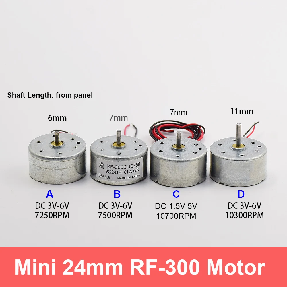 Micro 24 мм круглый rf-300 круглый двигатель постоянного тока 3 в-12 в 3