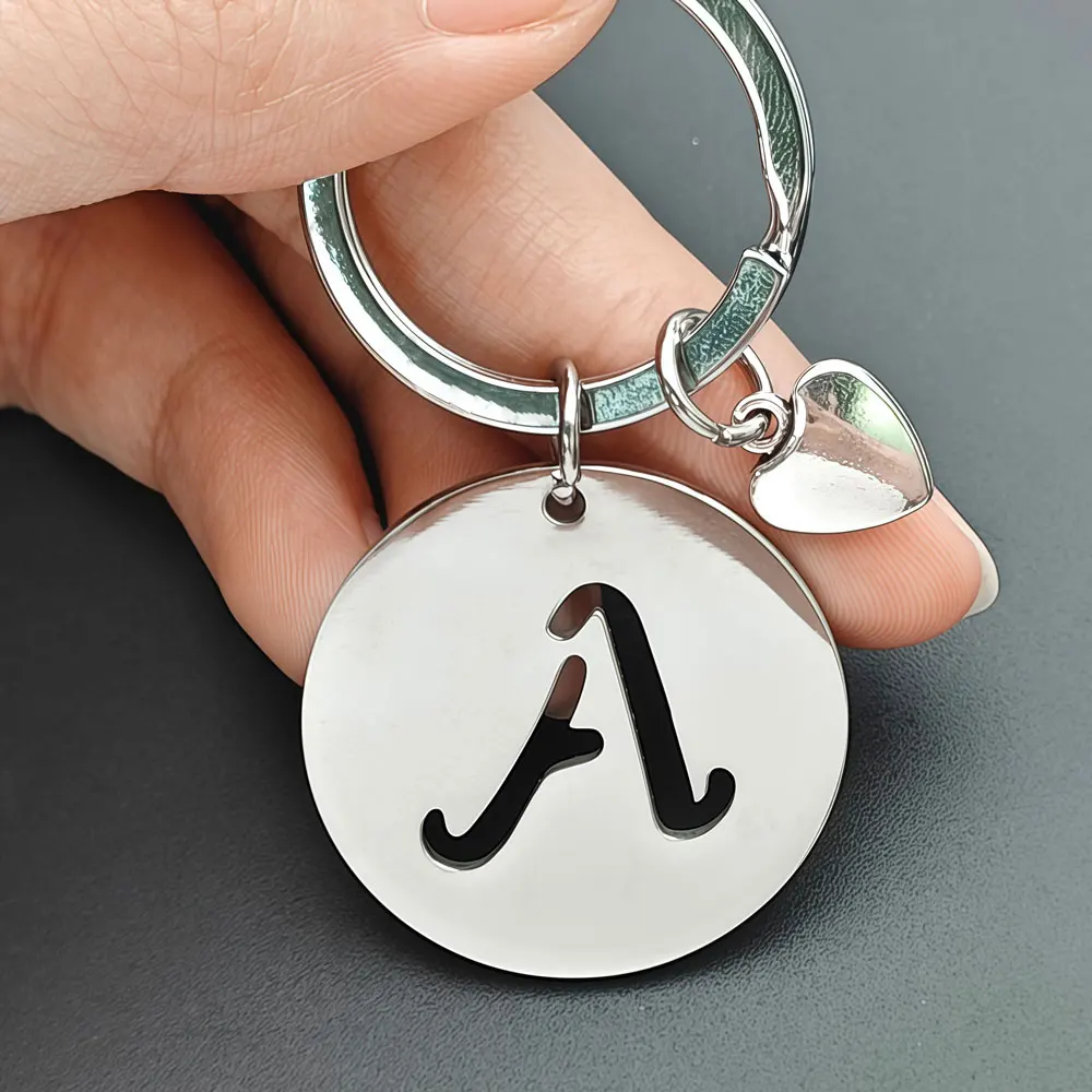 Популярный a-z круглый брелок из - Фотография_6