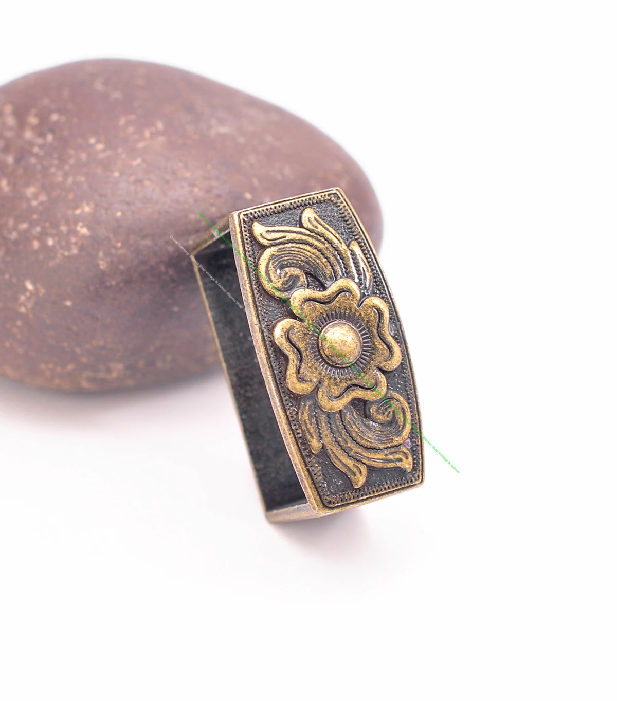 Винтажный латунный цветочный резная пряжка для ремня из 3 предметов - Фотография_5