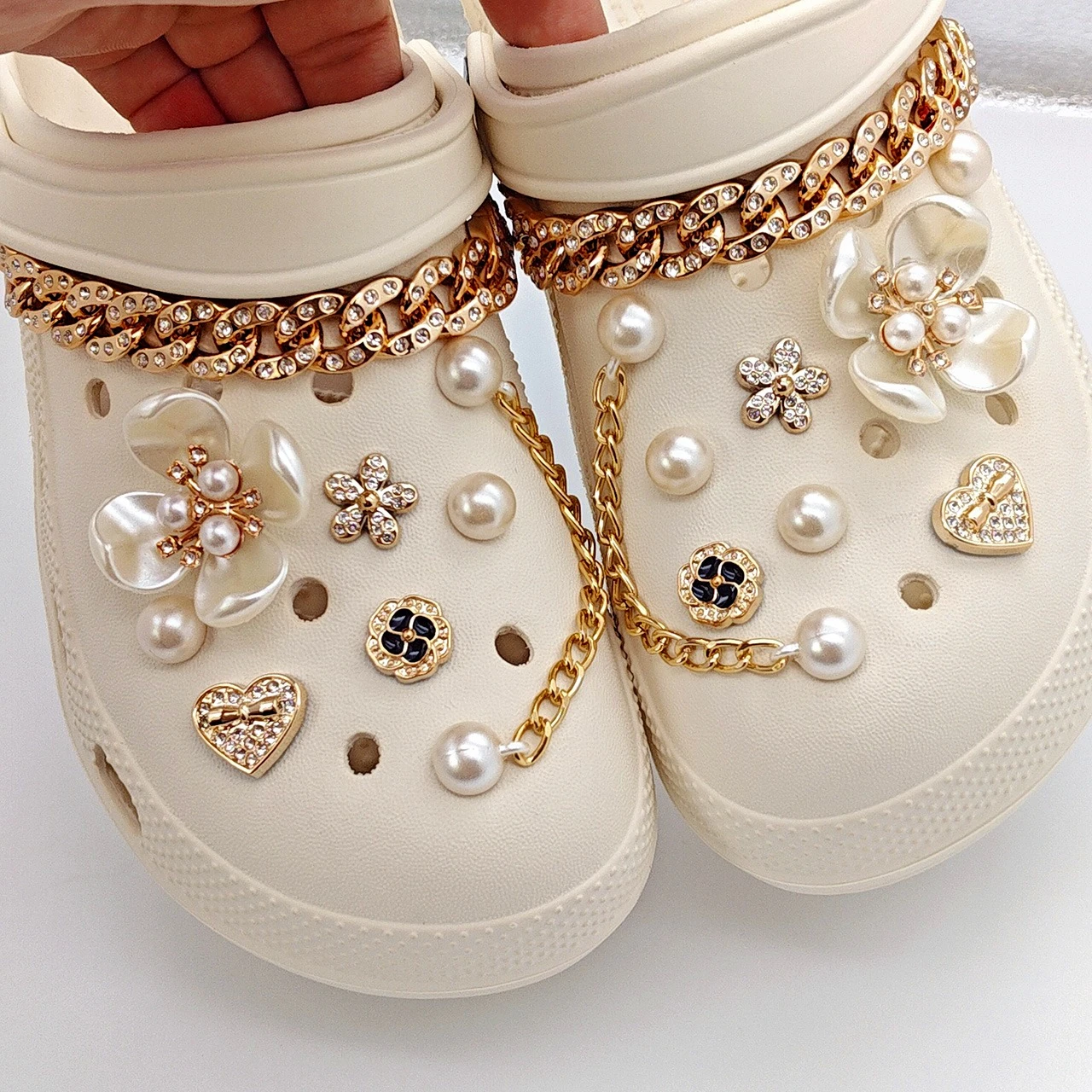 Подвески для обуви с цветочным жемчугом для crocs - Фотография_3