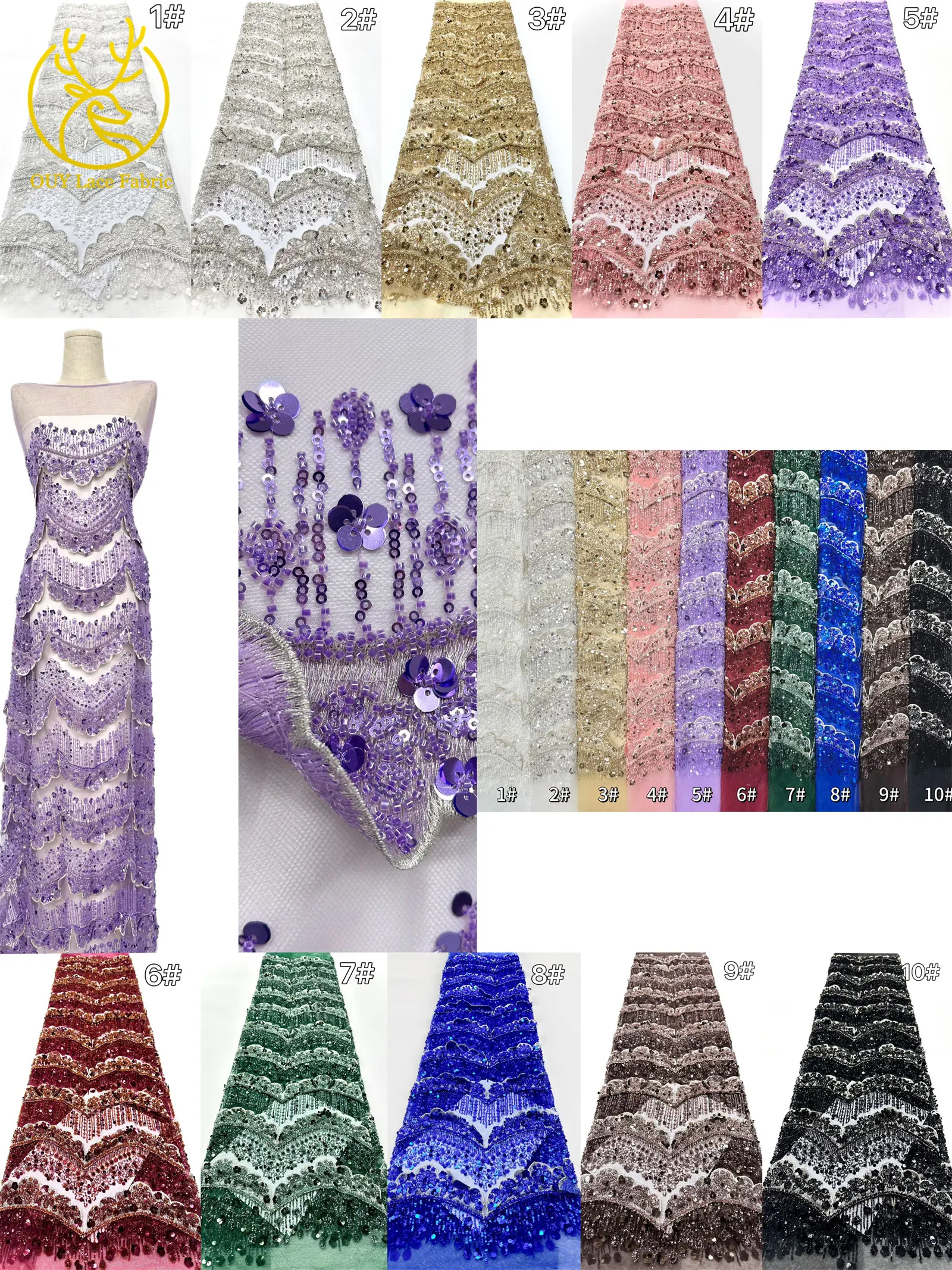 3d роскошная африканская кружевная ткань с вышивкой - Фотография_6