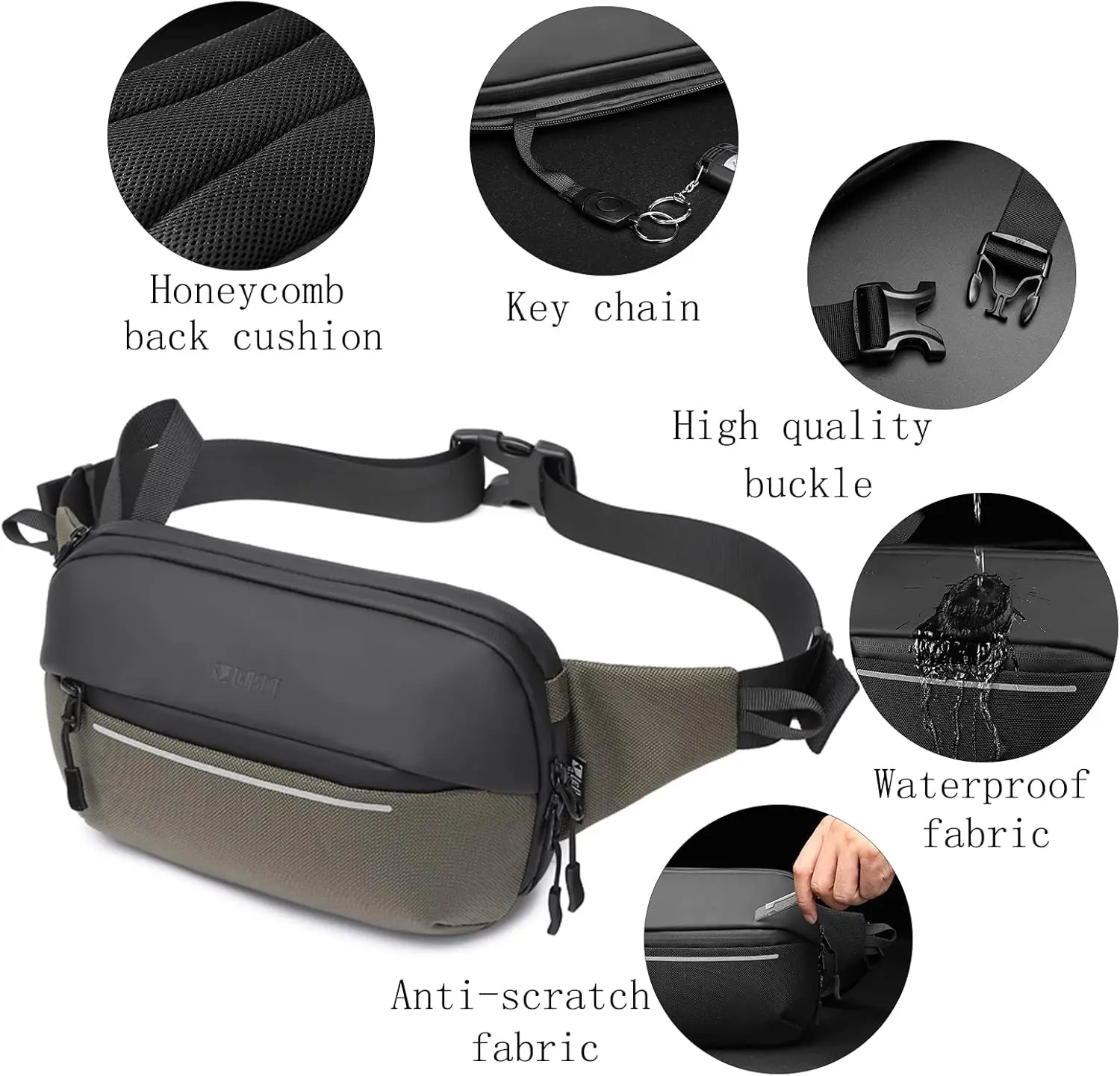Поясная сумка через плечо для женщин и мужчин с несколькими карманами - Фотография_5