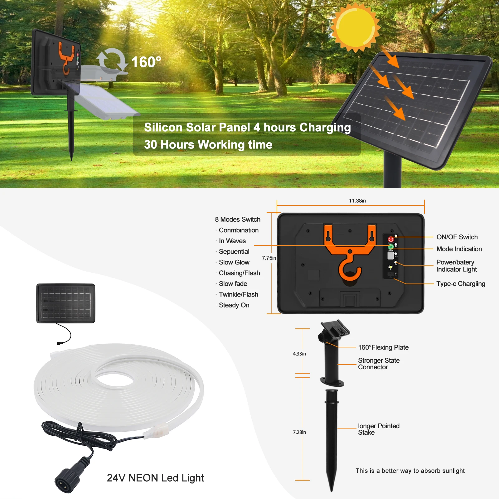 Dc24v солнечная светодиодная неоновая - Фотография_6