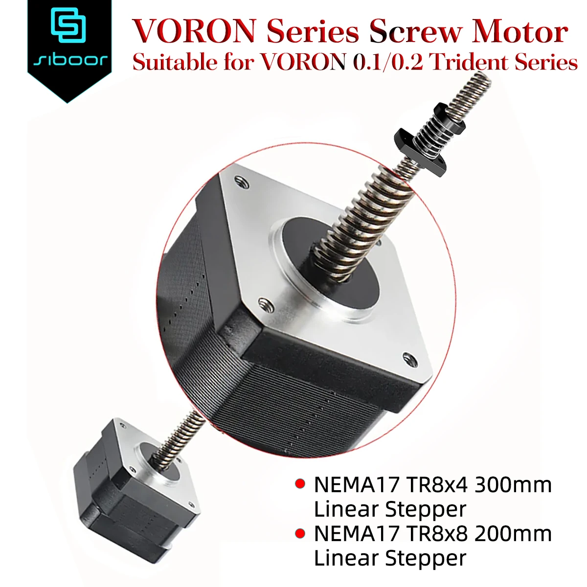 Винтовой двигатель voron trident nema17 tr8 × 8 200 мм/tr8x4 300 мм - Фотография_2