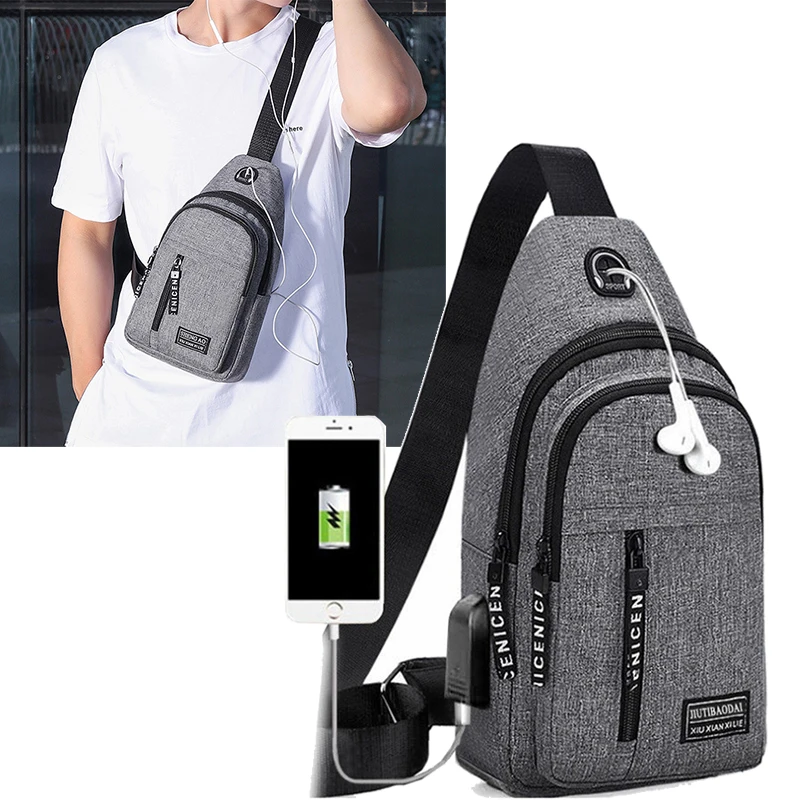 Новые мужские сумки usb нагрудная - Фотография_3