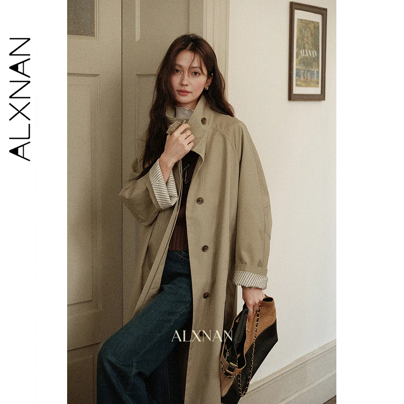 Alxnan винтажный длинный плащ женский - Фотография_3
