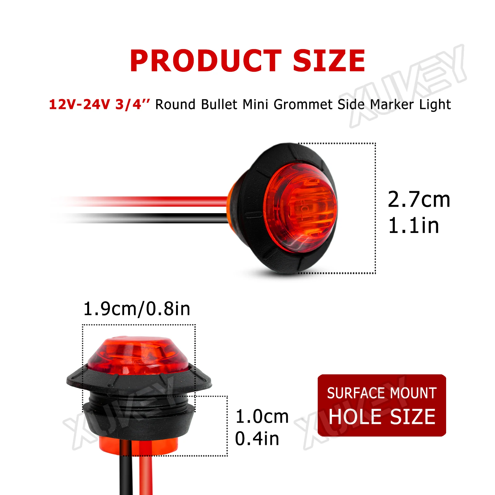 12v 24v red боковой мини-круглый - Фотография_2