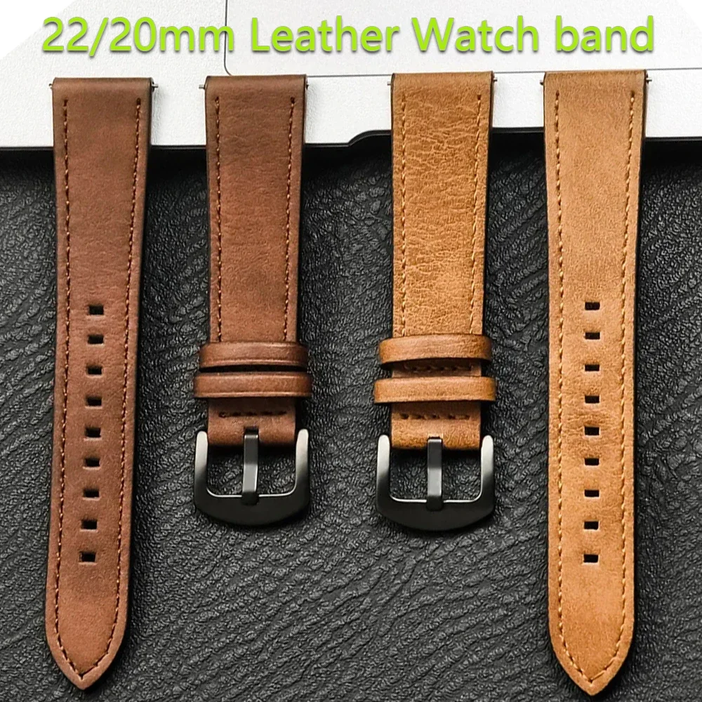 Кожаный ремешок 20 мм 22 мм для samsung galaxy watch 7/6/5/4 40 44 мм